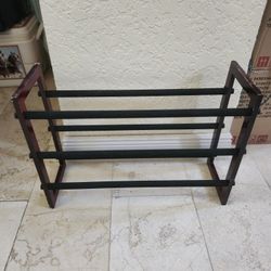 Bedroom or closet adjustable wooden frame shoe rack or organizer rack