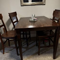 Counter Height, Wood Table With Six Chairs