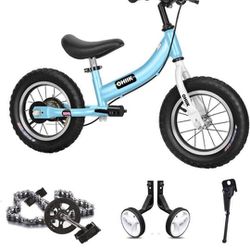OHIIK Balance Bike 2 In 1 For Kids 2 3 4 5 6 7 Years Old,Balance To Pedals Bike,12 14 16 Inch Kids Bike,With Pedal Kit,Training Wheels,Brakes 12 Inch 