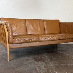 Vintage 1970s  Danish Leather Sofa