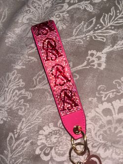 Victoria's Secret rhinestone wristlet strap keychain