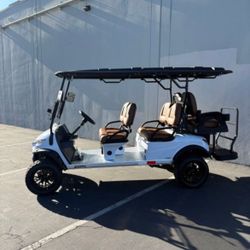 2025 Voyager Patriot 6-Passenger Lifted 72-Volt Street Legal LSV Golf Cart in Fresh Powder Metallic Gloss White w/All Saddle Brown Seats