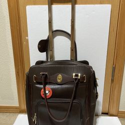 Adrienne vittadimi Brown Rolling travel carry On Bag  With Telescope Handle