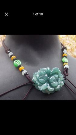 Certificate Jadeite jade Green Twins romantic love Flower pendant