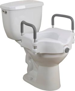 Drive Medical RTL12027RA 2-in-1 Raised Toilet Seat with Removable Padded Arms, Standard Seat Retail $39.00