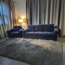 Grey single and triple couch