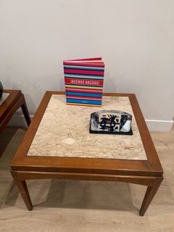 Vintage Mid-Century Italian Tile Inset Wood Accent Tables / Plant Stands (Pair)