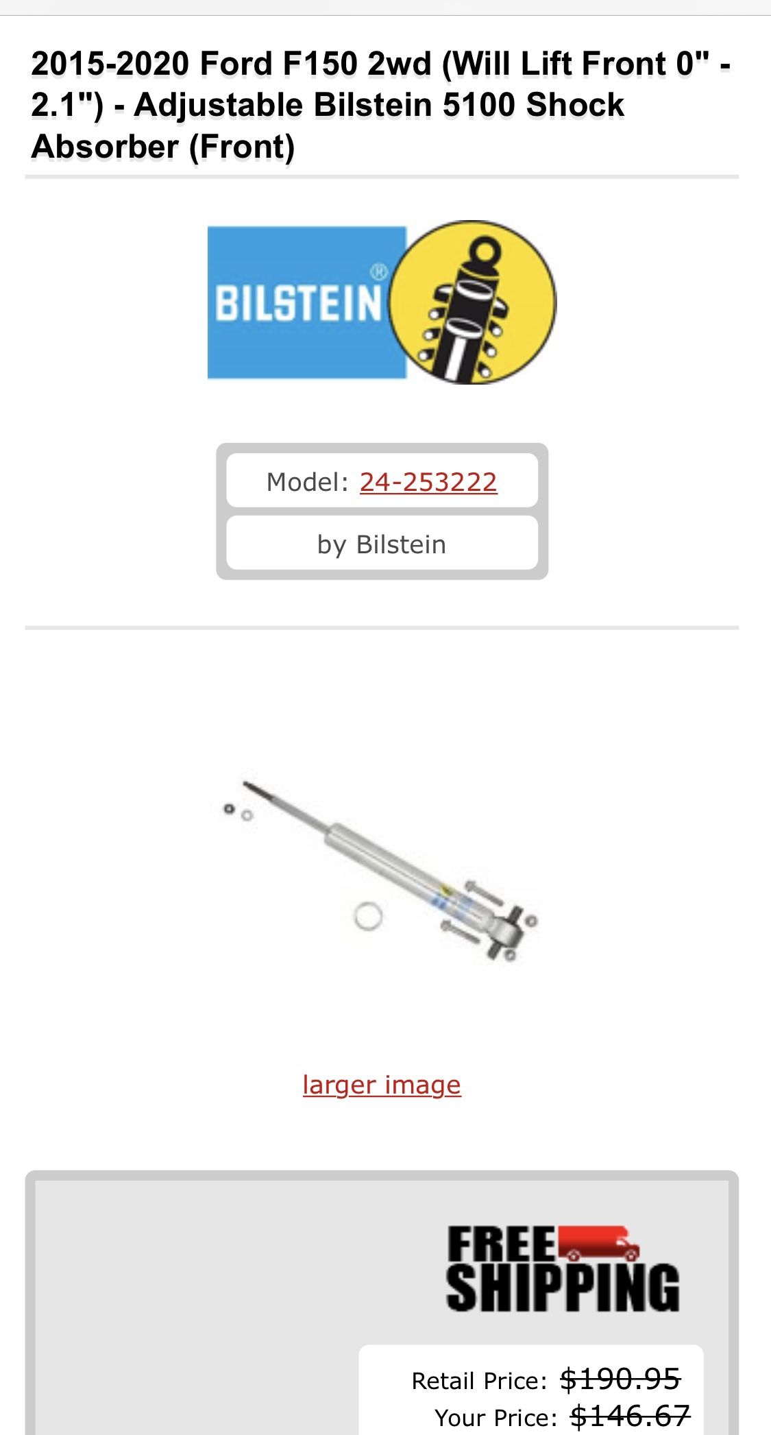 Ford F150 Adjustable Ride Height Shocks