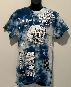 A.Lab Men's Medium Never Grow Up Blue Tie-Dye Graphic T-Shirt 100% Cotton from Zumiez