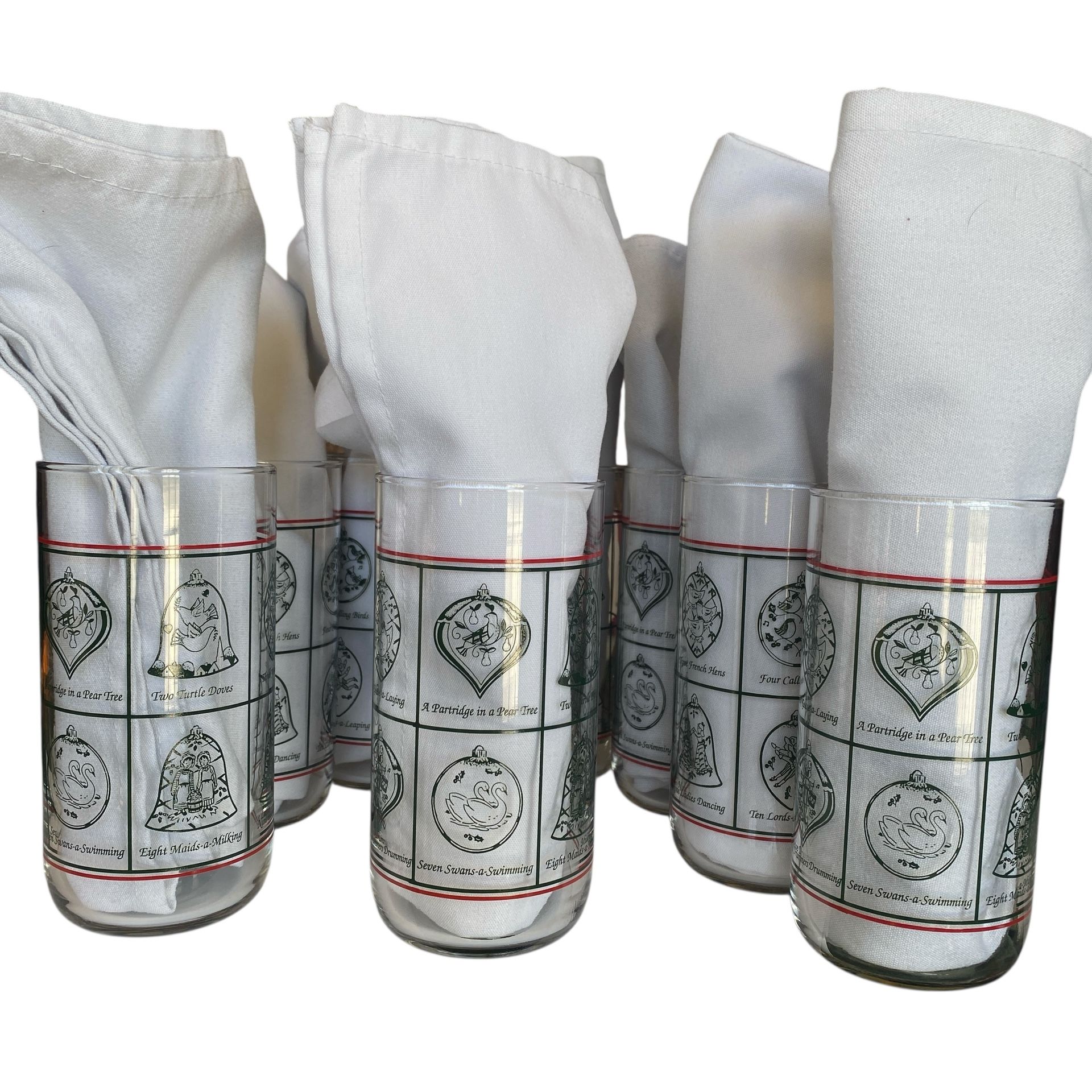 12 Days Of Christmas Glasses 8 Glasses