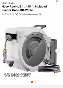 Hose Reel-1/2 in. 115 ft. Included Leader Hose Off-White
