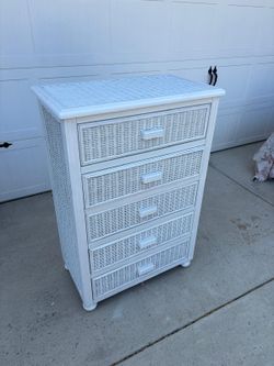 White wicker dresser