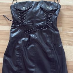 1 Piece Leather Short Dress