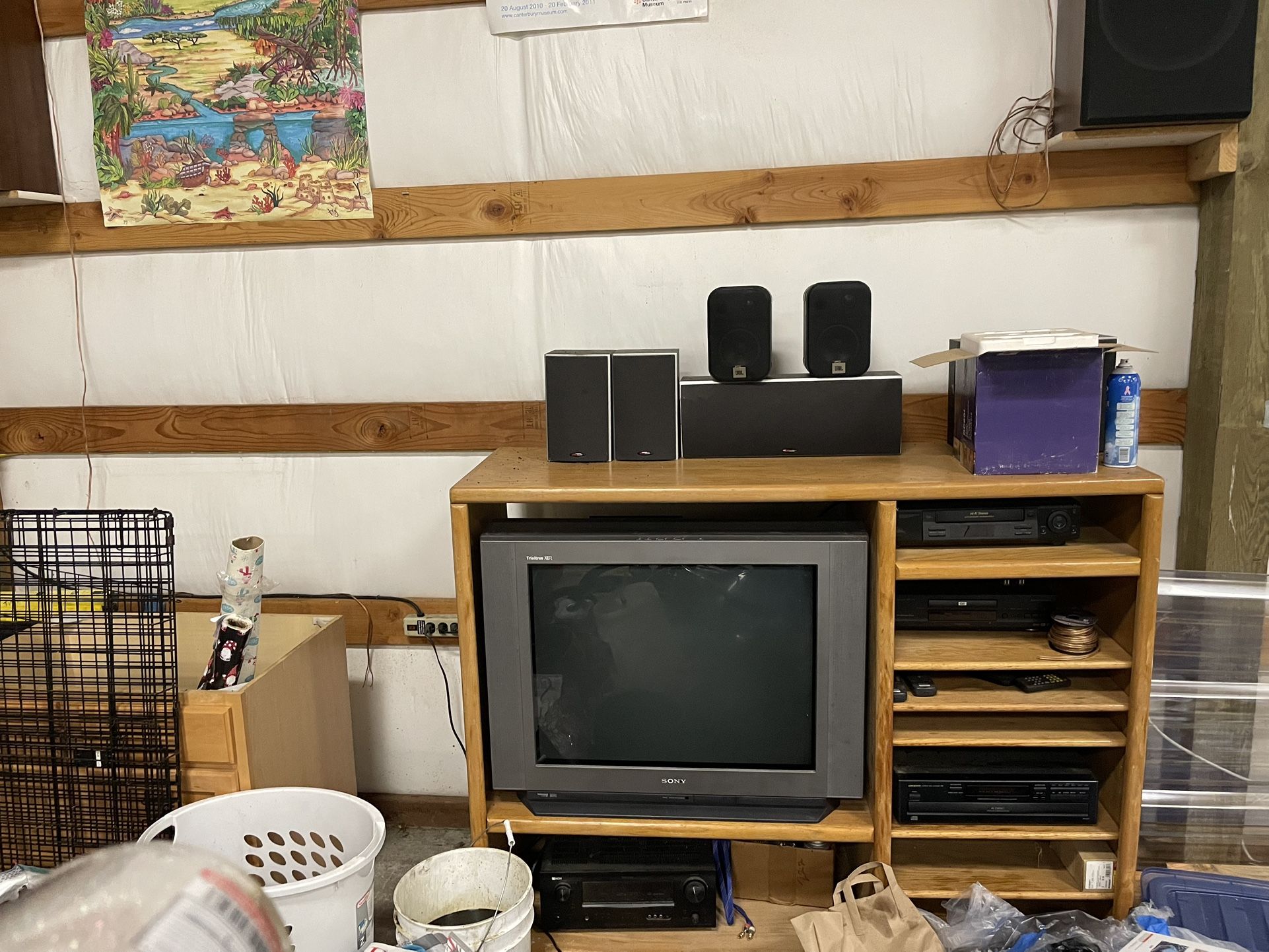 Speakers, Stereo Equipment, Tv, Entertainment Center, New Roll Of Speaker Wire.