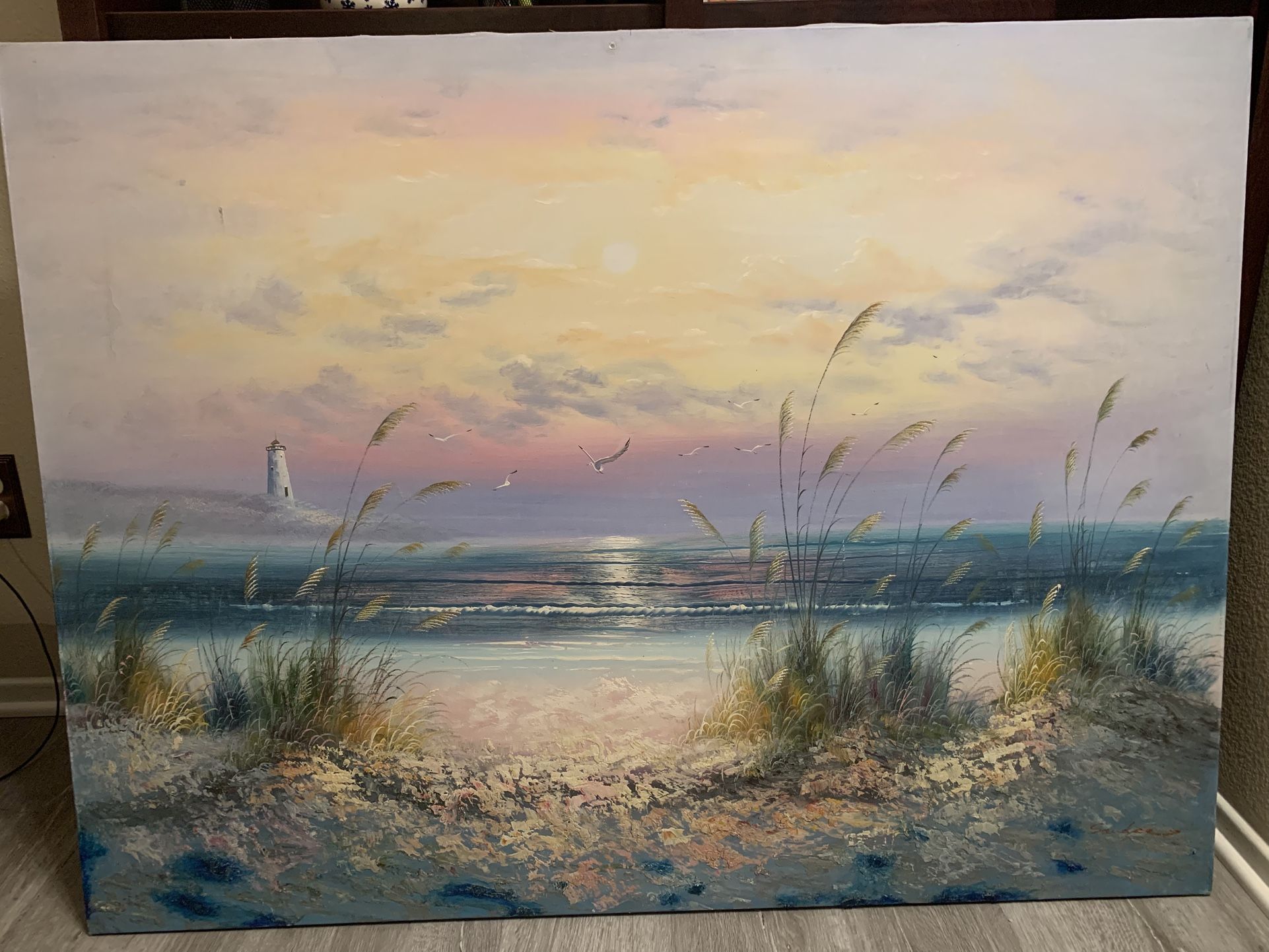 Lighthouse Beach Oil Painting