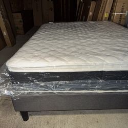 New Queen Grey Bed Frame $100 Or $280 With Nice Queen Mattress Included 