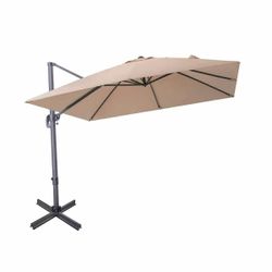 10' x 10' Square Patio Aluminum Cantilever Umbrella Outdoor Hanging Offset Umbrella with Crank - NO BASE
