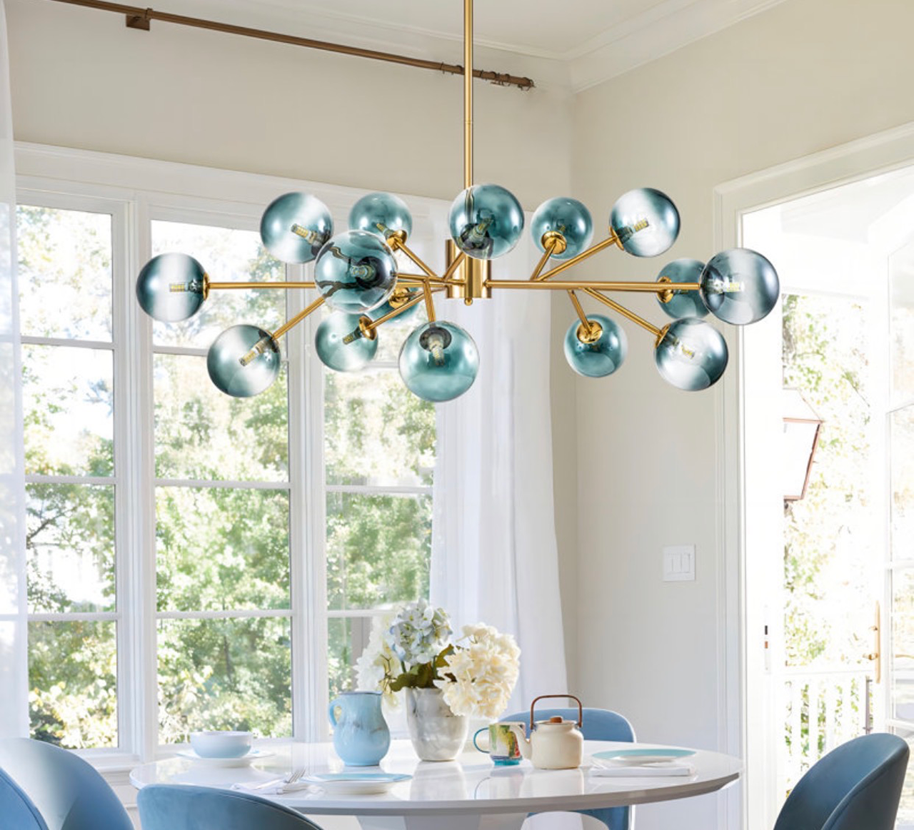 Burness 15 - Light Sputnik Modern Linear Modern Glass Bubble Dining Chandelier