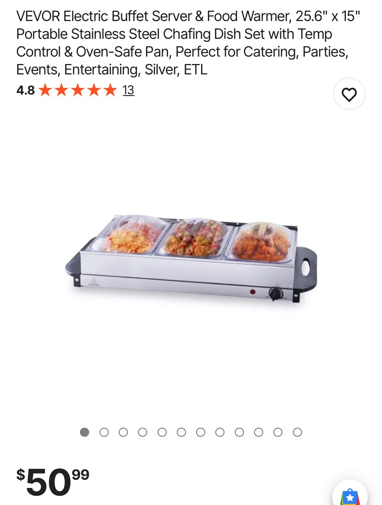 VEVOR Electric Buffet Server & Food Warmer