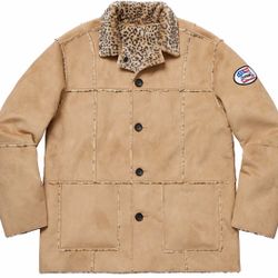Supreme - 2019 Drop Reversible Faux Suede Leopard Coat