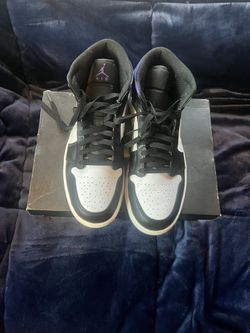 Air Jordan 1 Mid "Black/Dark Iris-White" (Black And Purple) Size 11 Men