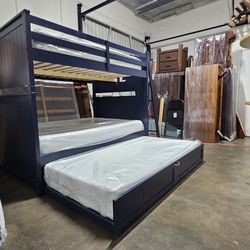 Full over full bunk bed and trundle