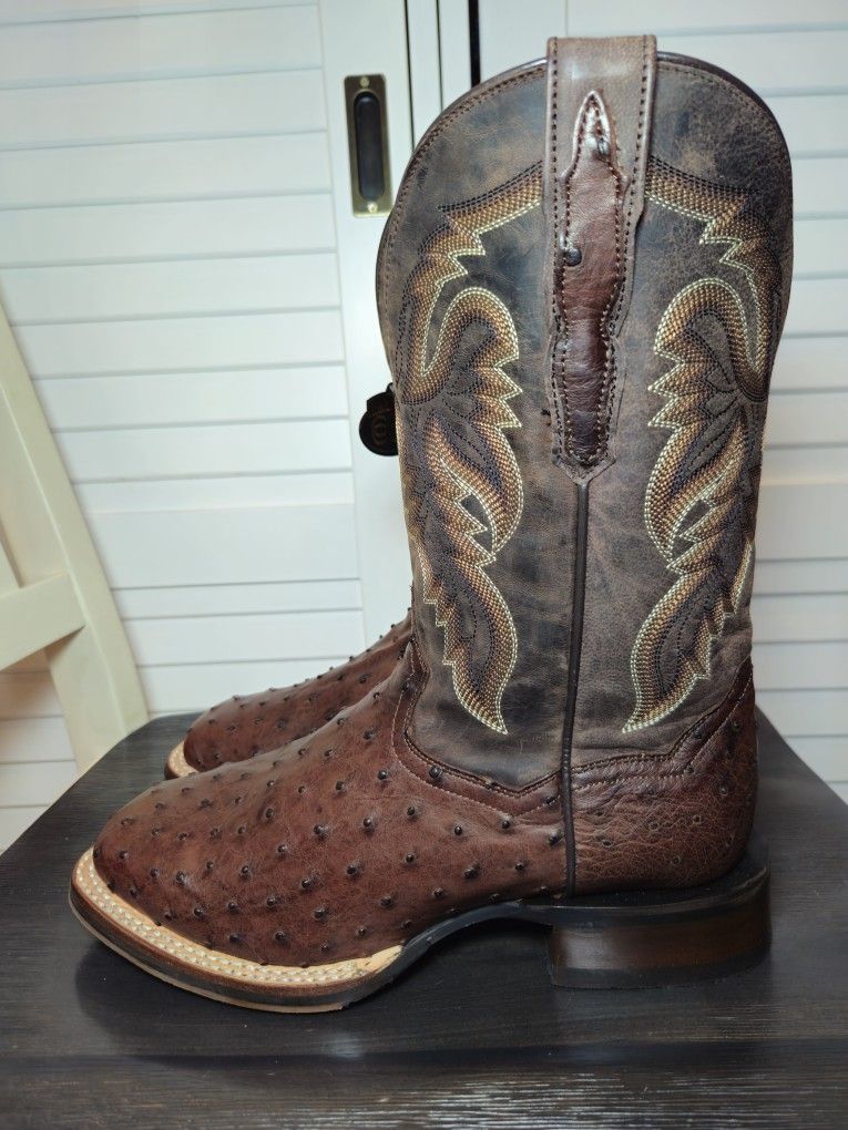 Dan Post Alamosa Ostrich Cowboy Certified Boots DP3875 Men's Size 7.5 D