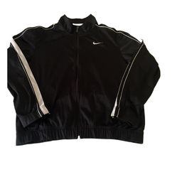 Men's NIKE Track Jacket, Zip Up, Black w/White Stripes,  SMALL