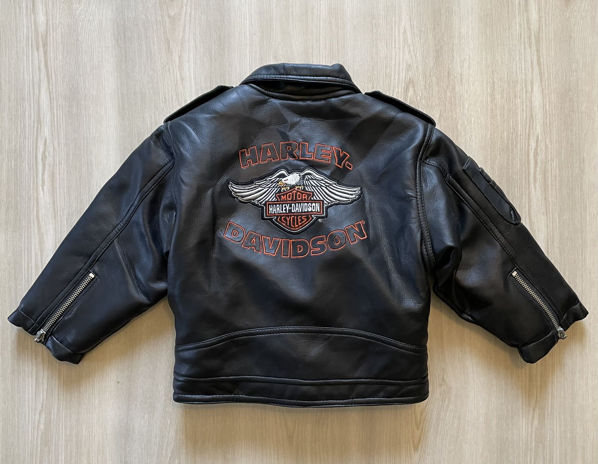 Vintage Harley Davidson Eagle Biker Faux Leather Jacket 4T