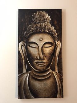 Gold 3D Buddha Oil Paint on Canvas