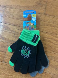 NWT Kids Minecraft Knit Gloves 2 pairs set size 5-9 yrs