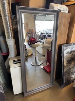 Large Full-Length Mirror with Gray Frame