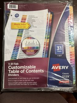 Avery - Customizable Table of Contents Dividers