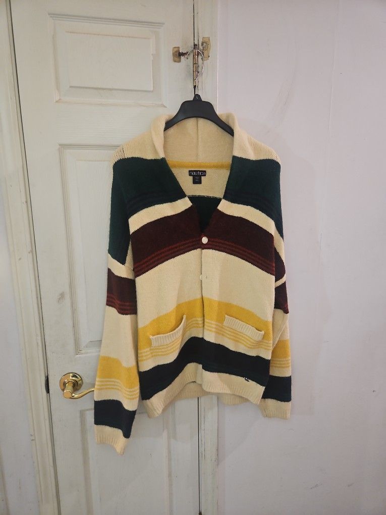 Mens Nautica Cardigan Sweater Size Lrge