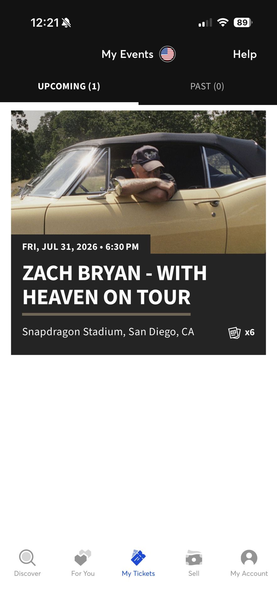 4 Floor Tickets For Zach Bryan 7/31