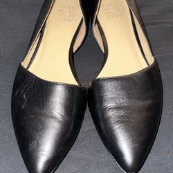 Naturalizer Black Leather Pointed Toe Flats 9.5