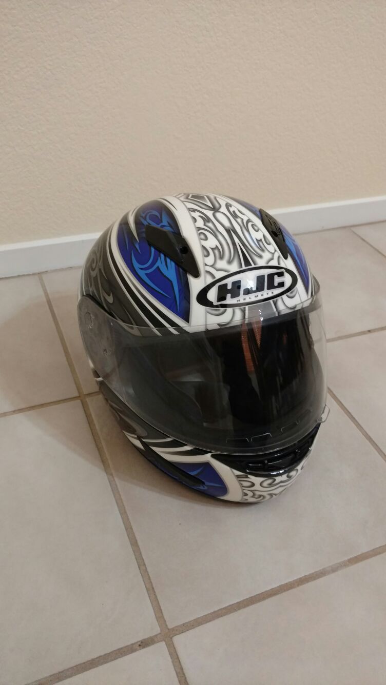 Blue and white Motorcycle Helmet HJC Draco CL-15