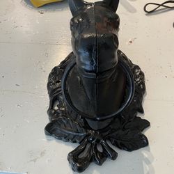 Antique Vintage Black Cast Iron Horse Head Wall Mount Hitching Post Barn Decor