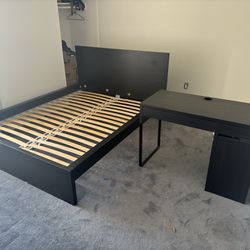 Bed frame, desk 
