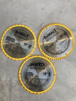Set of 3, DEWALT 10-inch (254 mm) DW3103 General Purpose Circular Saw Blade. 32T & 60T,
