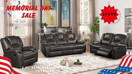SOFA, LOVESEAT AND RECLINER