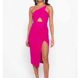 New HELLO MOLLY The World Is Yours Midi Dress Hot Pink
