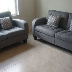 Beautiful Grey Sofa and Love Seat On Sale