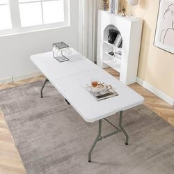 6ft Folding Table – Banquet Wedding Event Table, Halloween Party, Fold-in-Half