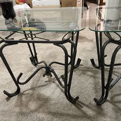 Pair Of Classic Glass End Tables 
