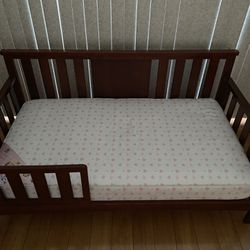 Wood Toddler Bed With Comfortable Mattress $180