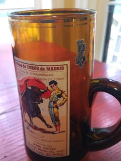 Very Unique Spanish Cerveza/Sangria Glass Gold Trim