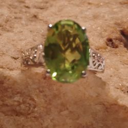 Chartreuse Quartz Solitaire Ring