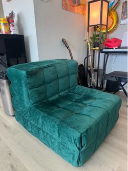 Emerald Green Velvet Floor Sofa / Lounge Chair