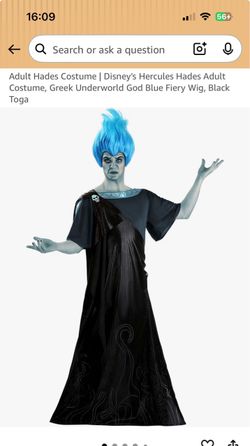 NEW Disney Hades Adult Costume with Blue Wig